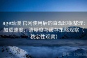 age动漫 官网使用后的直观印象整理：加载速度、清晰度与缓存策略观察（稳定性观察）
