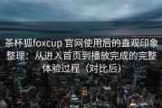 茶杯狐foxcup 官网使用后的直观印象整理：从进入首页到播放完成的完整体验过程（对比后）