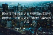 围绕可可影视官方在线观看的实际使用感想：资源失效时的替代方案体验记录