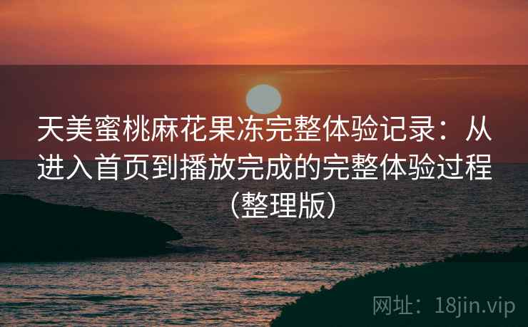 天美蜜桃麻花果冻完整体验记录：从进入首页到播放完成的完整体验过程（整理版）