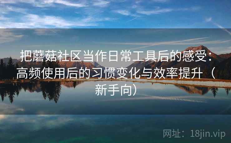 把蘑菇社区当作日常工具后的感受:高频使用后的习惯变化与效率提升(新手向) 把蘑菇社区当作日常工具后的感受:高频使用后的习惯变化与效率提升(新手向)